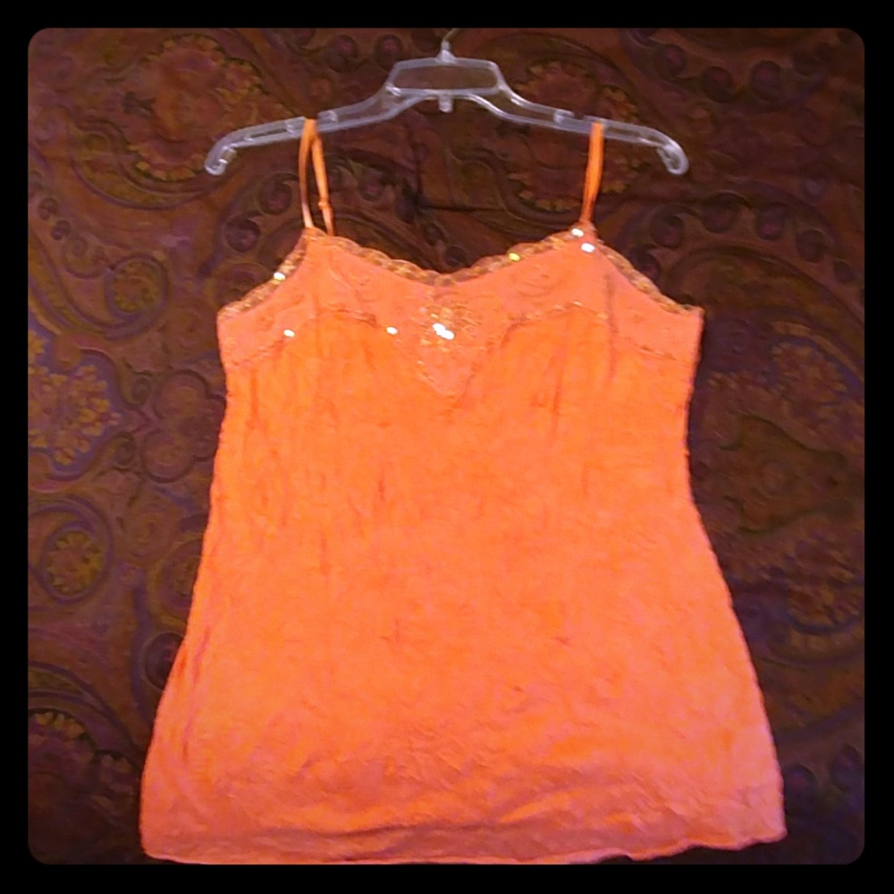 Coral, embellished tank top